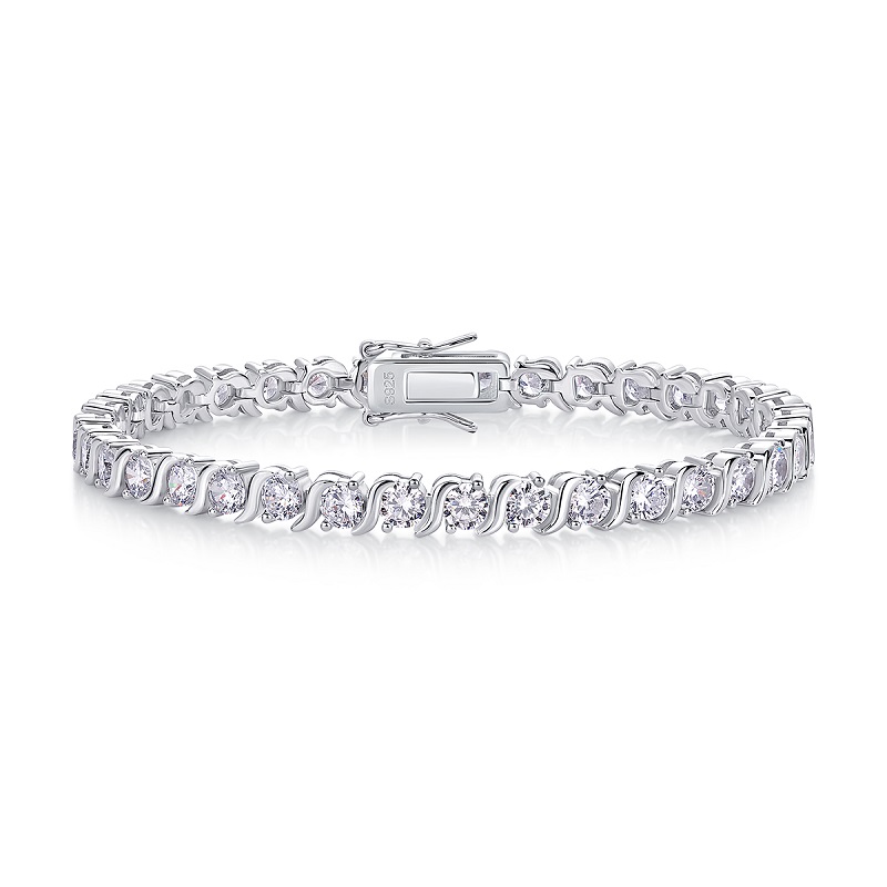 S925 Silver 11.7g Moissanite Tennis Bracelet, 33pcs 0.3ct D VVS1, 16.5&18&19cm, GRA