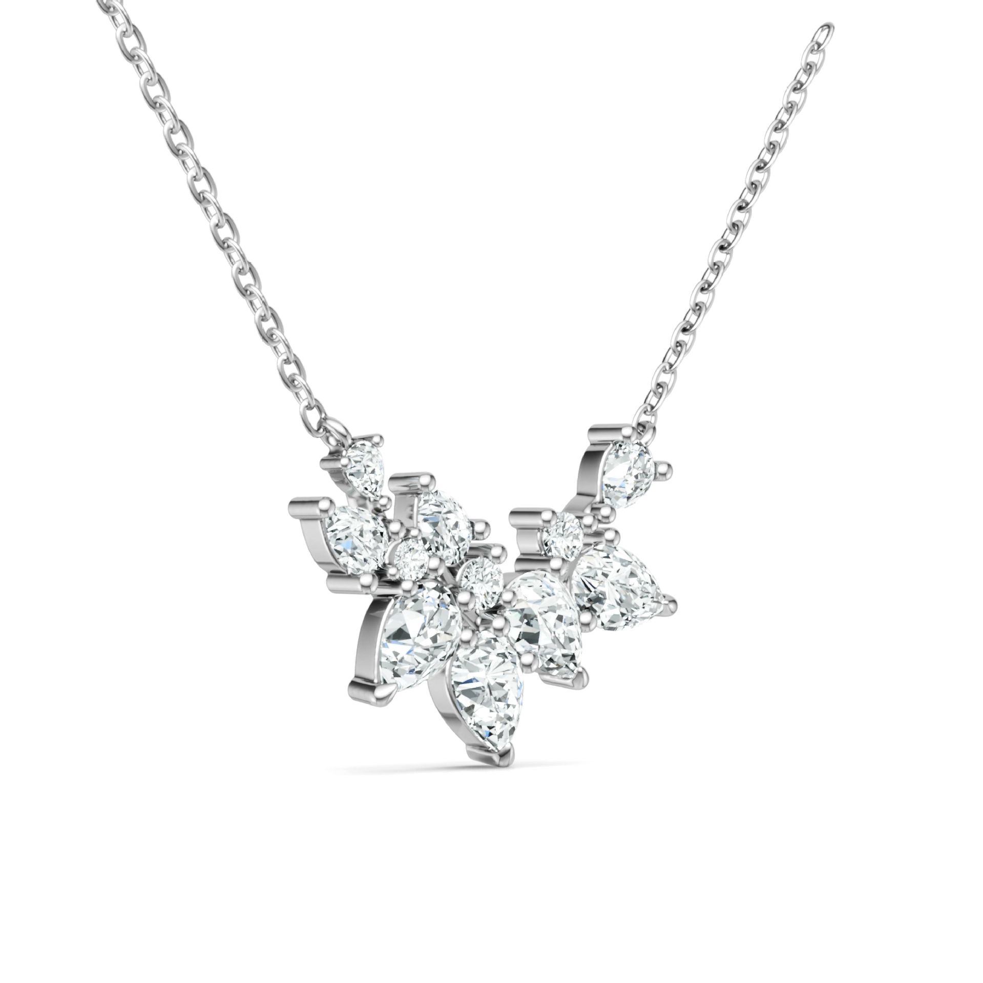 S925 Silver 3.4g Cluster Moissanite Necklace, D VVS1 Multi-shape Pendant, 40&5cm, GRA…