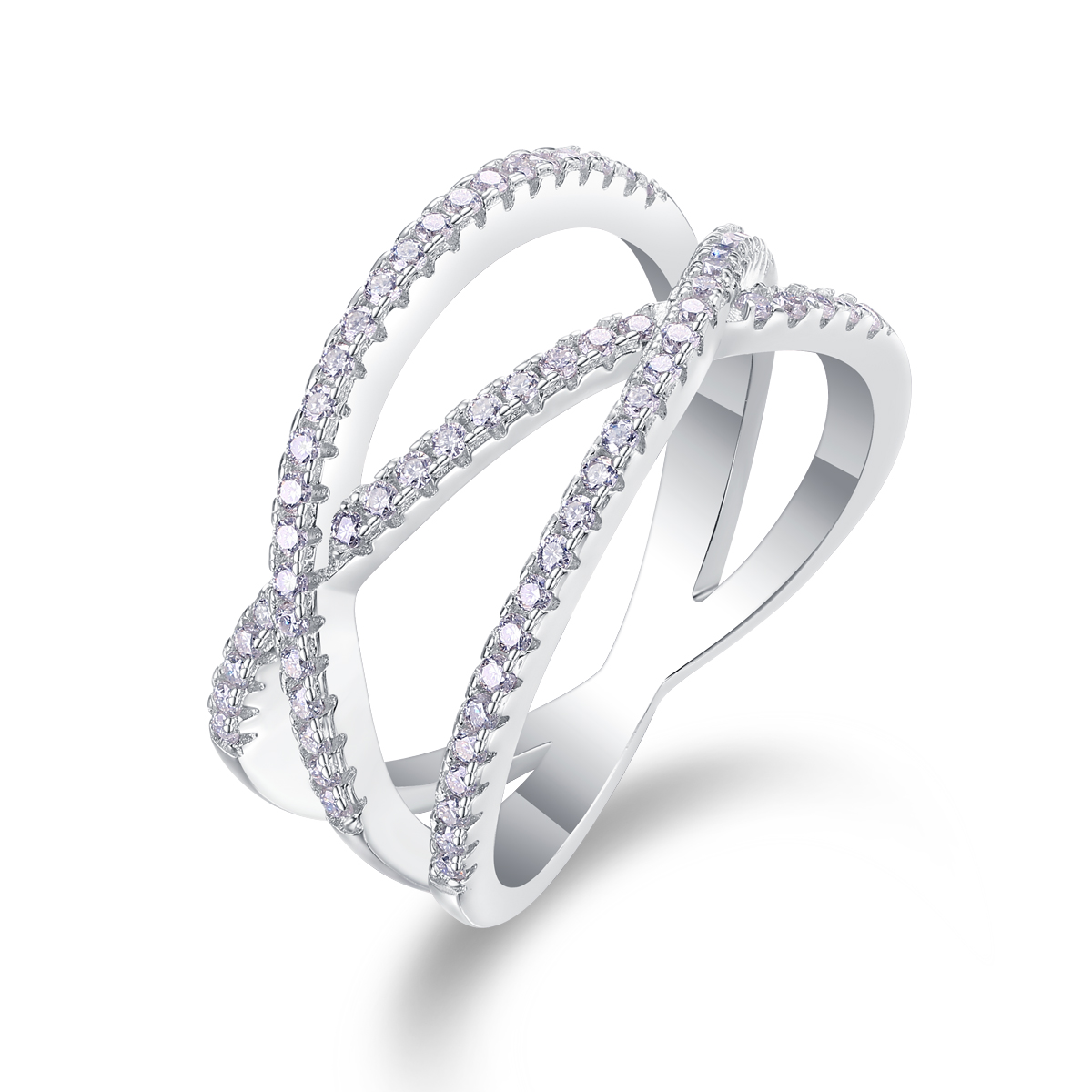 S925 Silver 4.2g Platinum Plated Moissanite Ring, 80pcs 1.0mm D VVS1 Criss Cross Band…