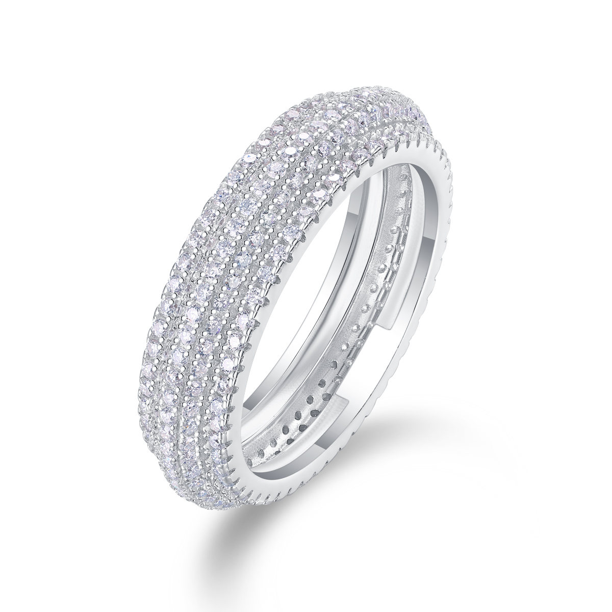 S925 Silver 3.8g Platinum Plated Moissanite Ring, 5.5mm 290pcs D VVS1 Eternity Band, GRA…
