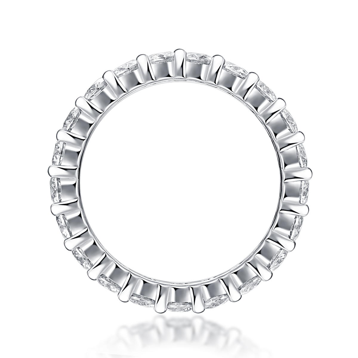 S925 Silver 2.7g Platinum Plated Moissanite Eternity Ring, 3.0mm 19pcs D VVS1 Band, GRA…