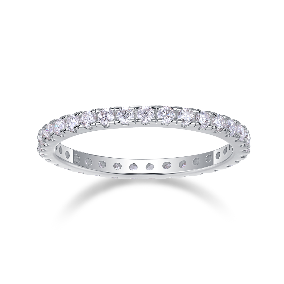 S925 Silver 3.0g Platinum Plated Moissanite Eternity Ring, 2.3mm 30pcs D VVS1 Full Band…