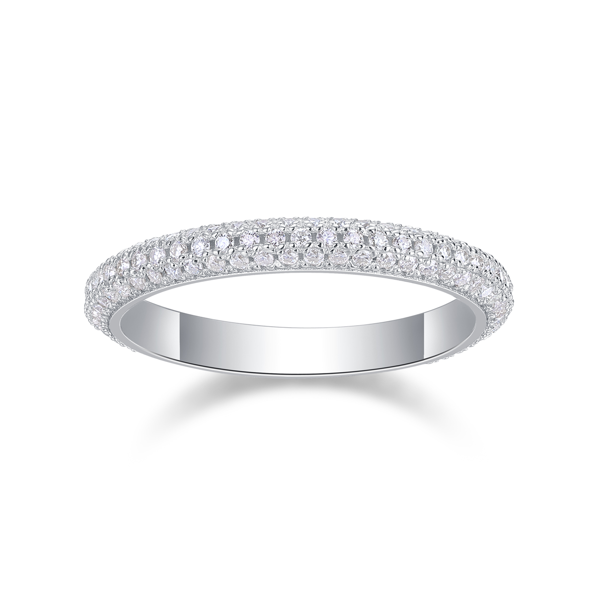 S925 Silver 2.0g Platinum Plated Moissanite Eternity Ring, 3.0mm 153pcs D VVS1 Pave Band…