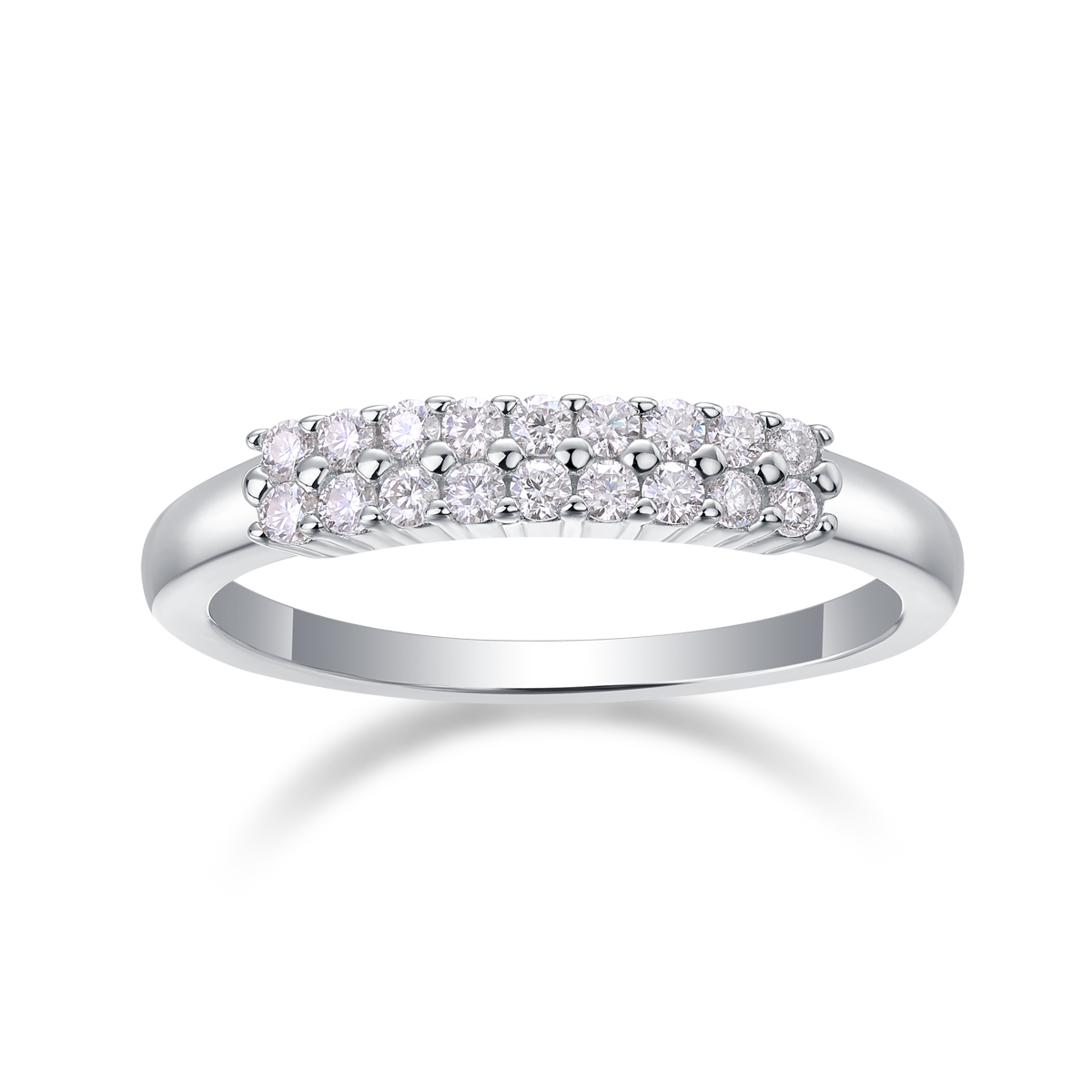 S925 Silver 2.1g Platinum Plated Moissanite Ring, 3.0mm 18pcs D VVS1 Double Row Band, GRA…