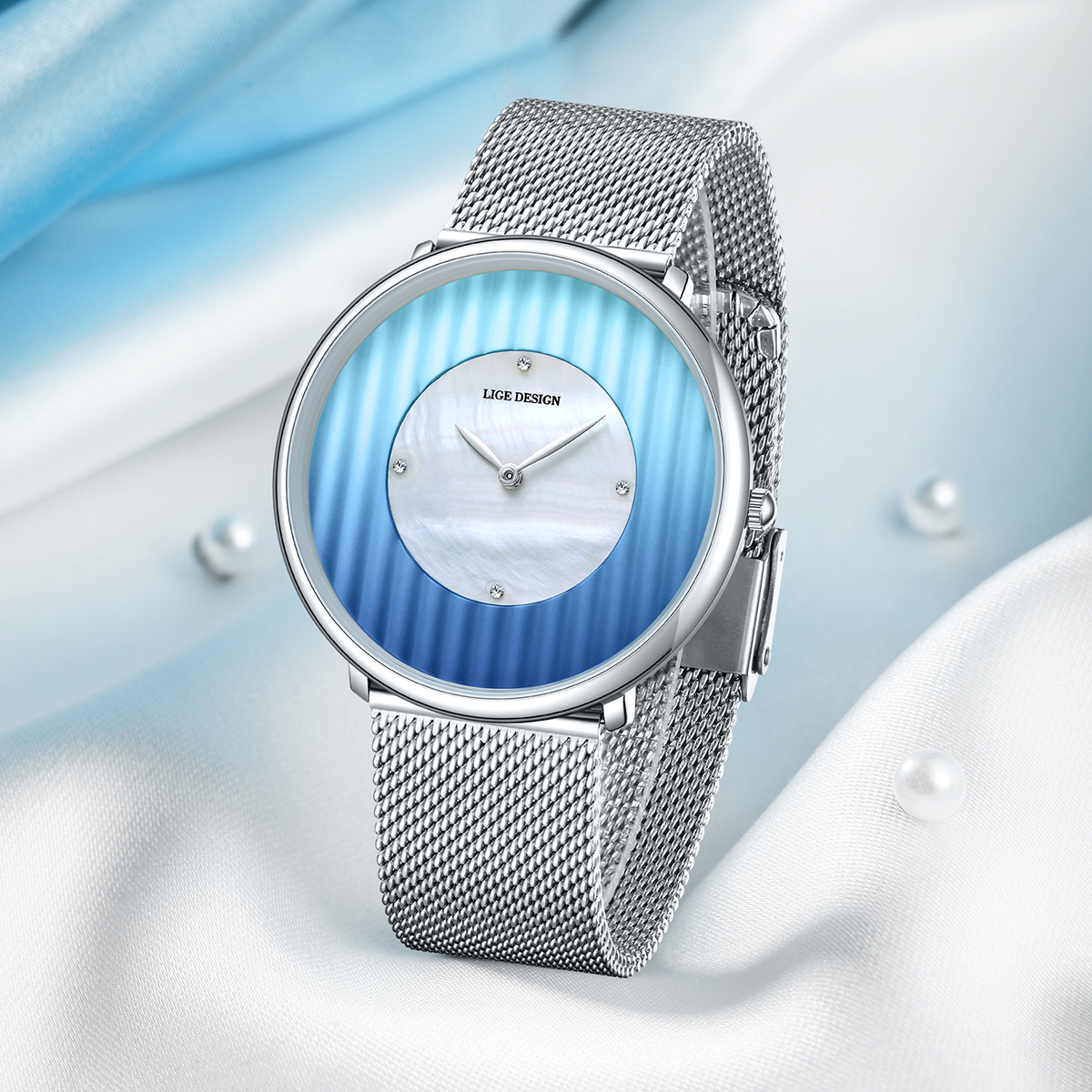Womens Watch Elegant And Minimalist Mesh Strap Ultra-thin Water-resistant Quartz…