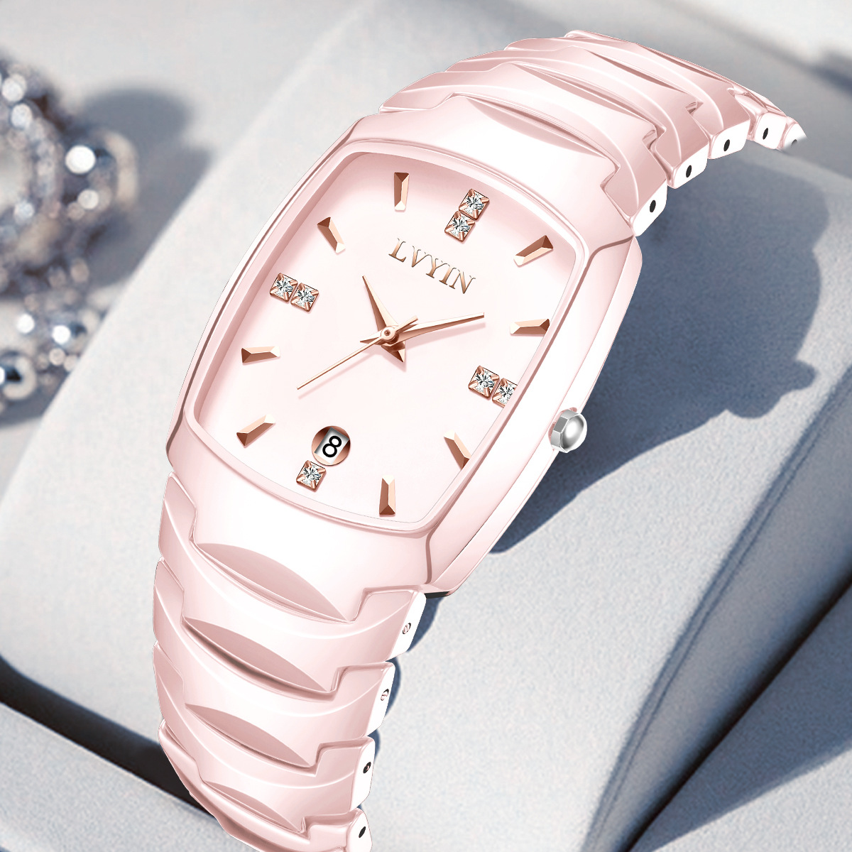 Barrel-shaped Best-selling Waterproof Ceramic Quartz Watchmens And Womens Timepieces
