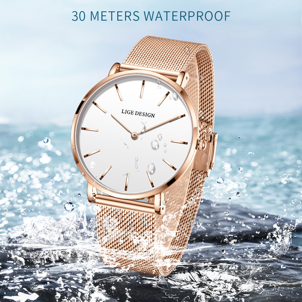 Fashionable Womens Quartz Watch Multi-function Waterproof Wristwatch