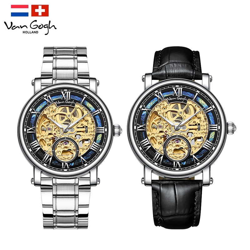 VAN GOGH Starry Night Series Blue Dial Skeleton Mechanical Movement Watch Daily…