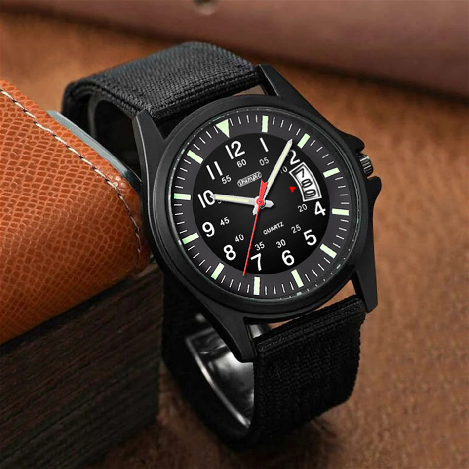 Mens Luminous Nylon-Strap Quartz Watch