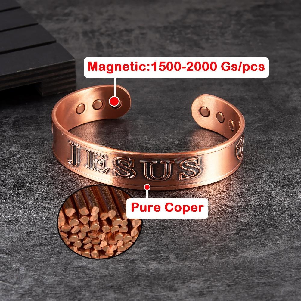 Pure Red Copper Magnetic Bracelet Vintage Lettering In Purple Copper
