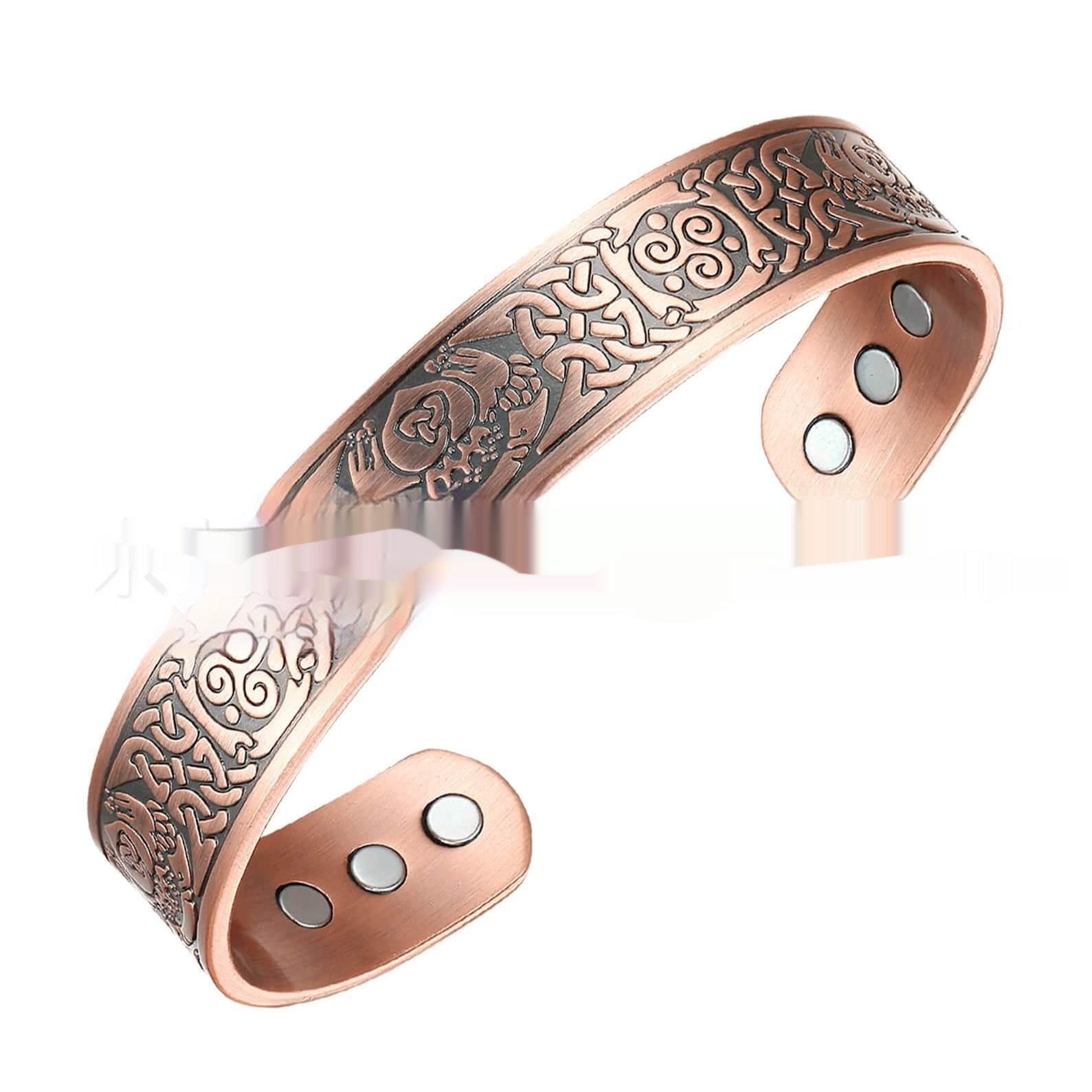 Men's Patterned Magnetic Red Copper Bracelet