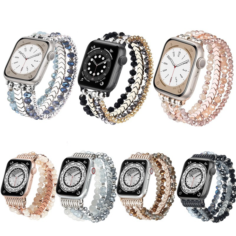 Suitable For Apple Watch IWatch87654Se Women's High-End Beaded Strap Jewelry Crystal Wrist