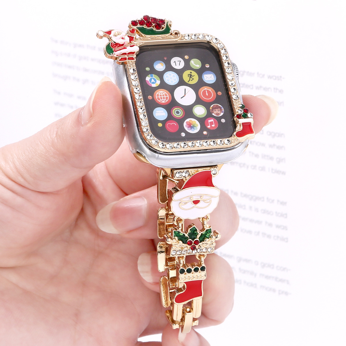 Christmas Watch Strap Suitable For IWatch Chain Case Iwatch56789Sechristmas