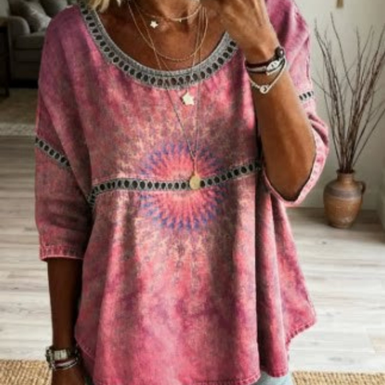 Casual Loose Floral Blouse Lady