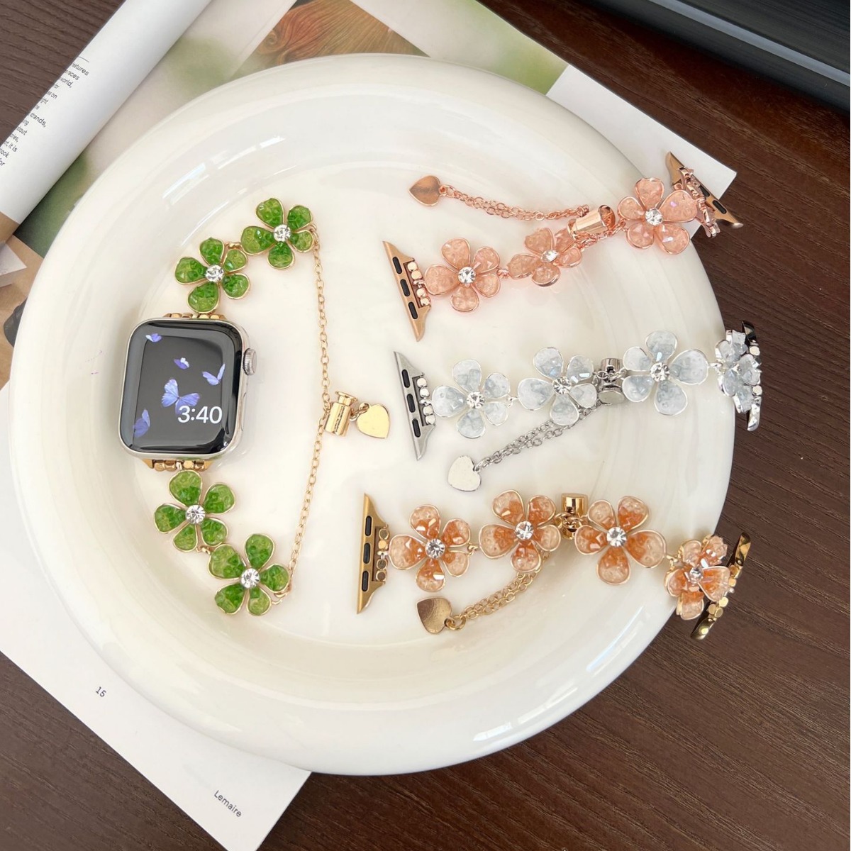Versatile Pebble-flower Chain Metal Watch Strap