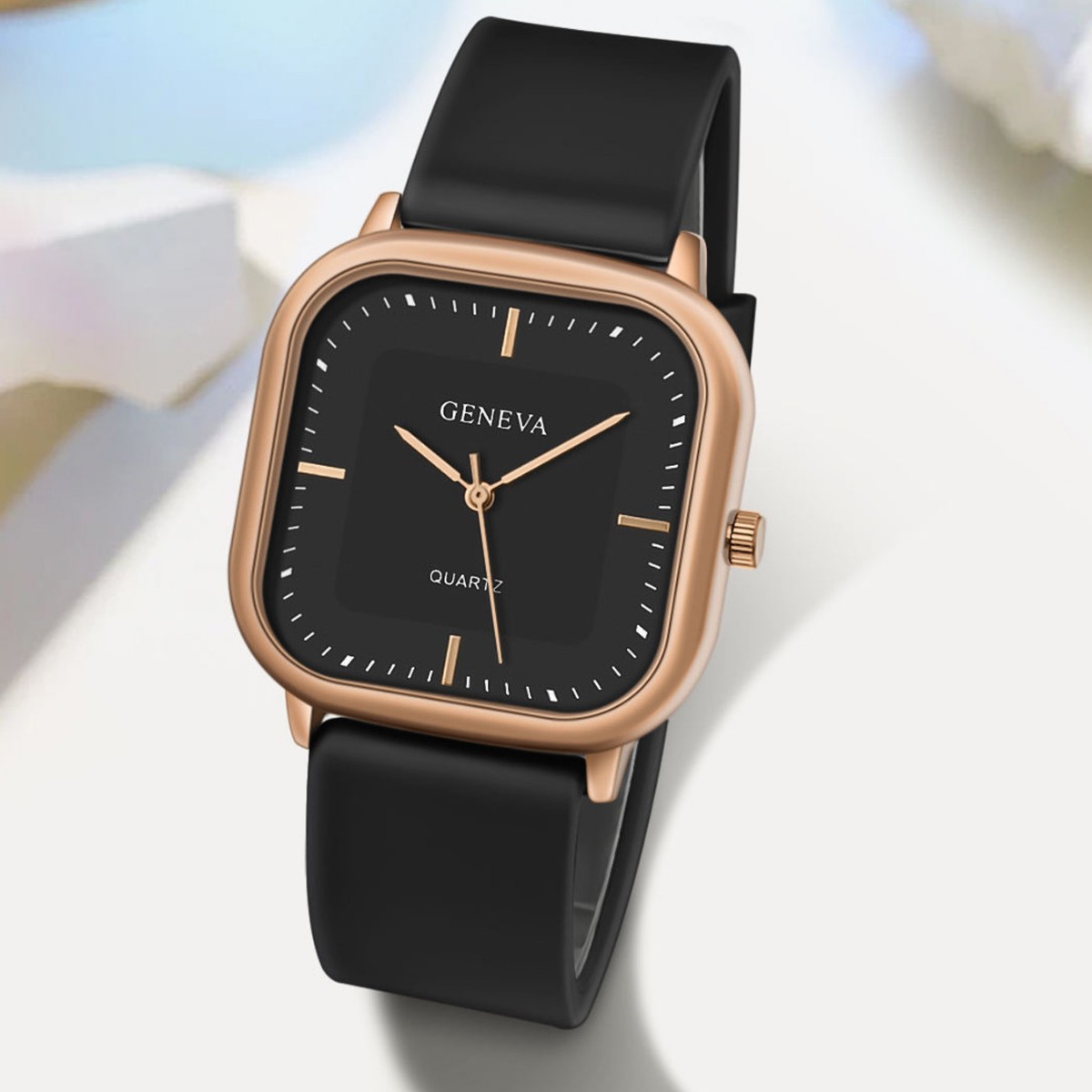 Multicolor Silicone Retro Square-dial Womens Watch