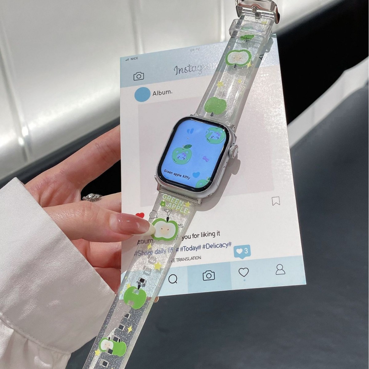 Cartoon Green TPU Watch Strap Suitable For