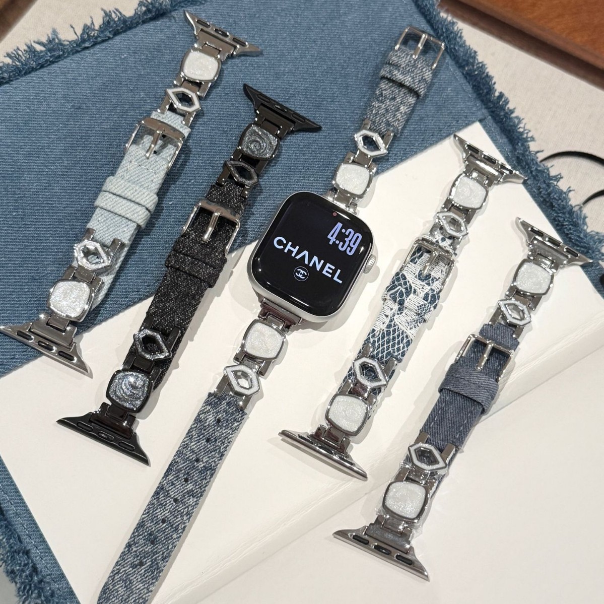Fashionable Irregular Epoxy Denim Watch Strap