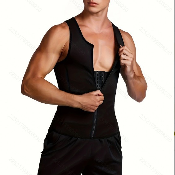 Men's Shaper Tunic Belkin Sweat-popping Wear Sportswear Three-breasted Zipper Belted Vest