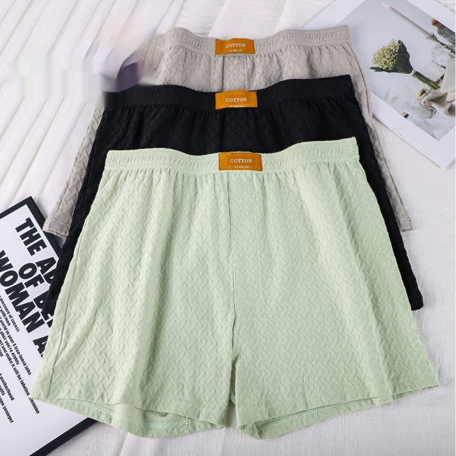 Mens Solid-color Mid-rise Textured Soft Boxer Briefs