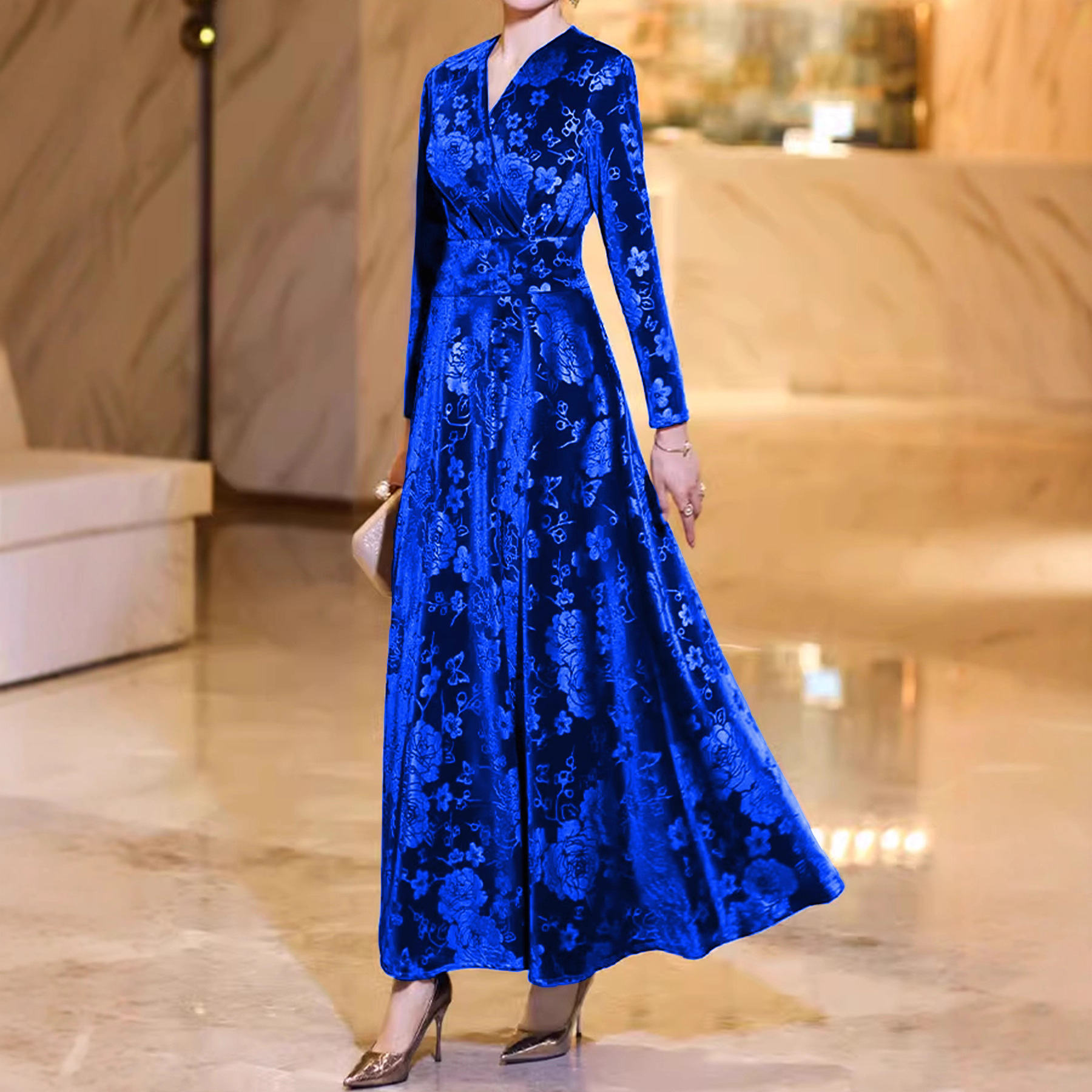 Womens High-end French-style Velvet Dress
