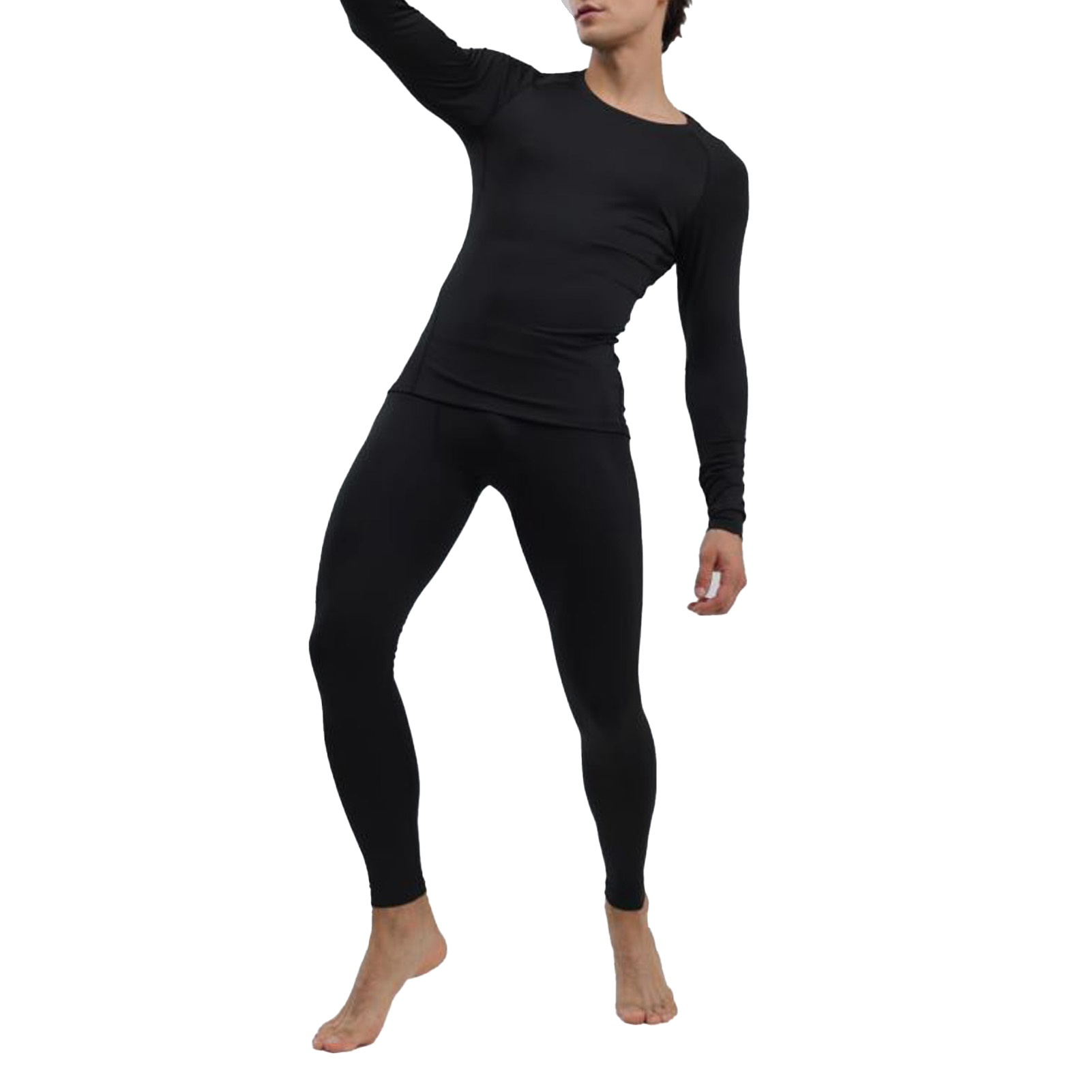 Men's Thermal Underwear Black Stylish Soft Close Fitting Men Cold Weather Top Bottom Set…