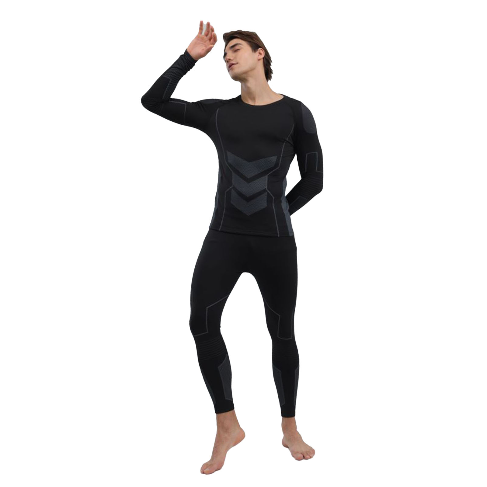 Men Thermal Underwear Set Shirt Pants Autumn Slim Fit Thermal Underwear Top Bottom Set…