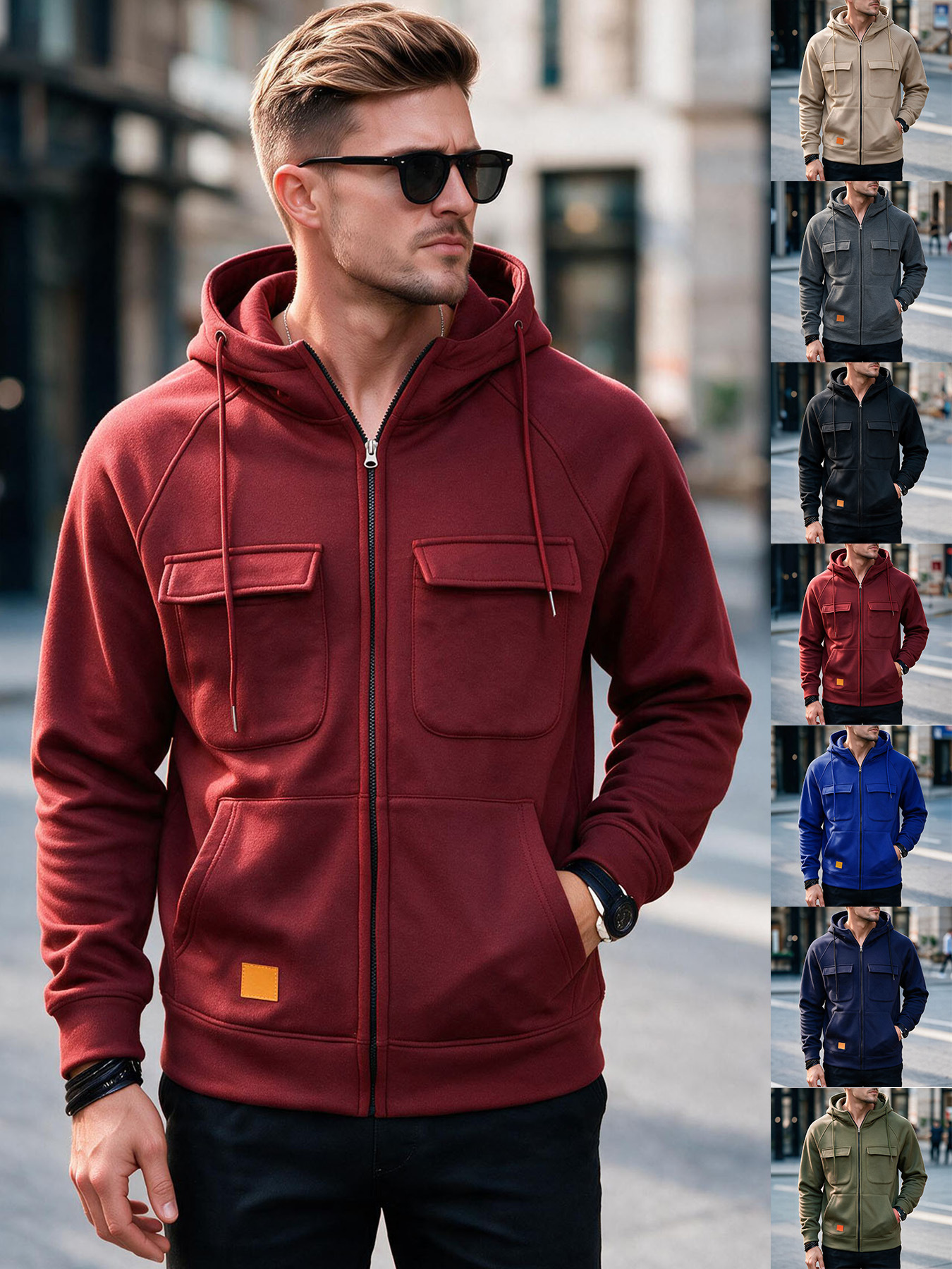 European Code Spring Autumn Winter American Hooded Loose Collar Casual Sweater Men's…