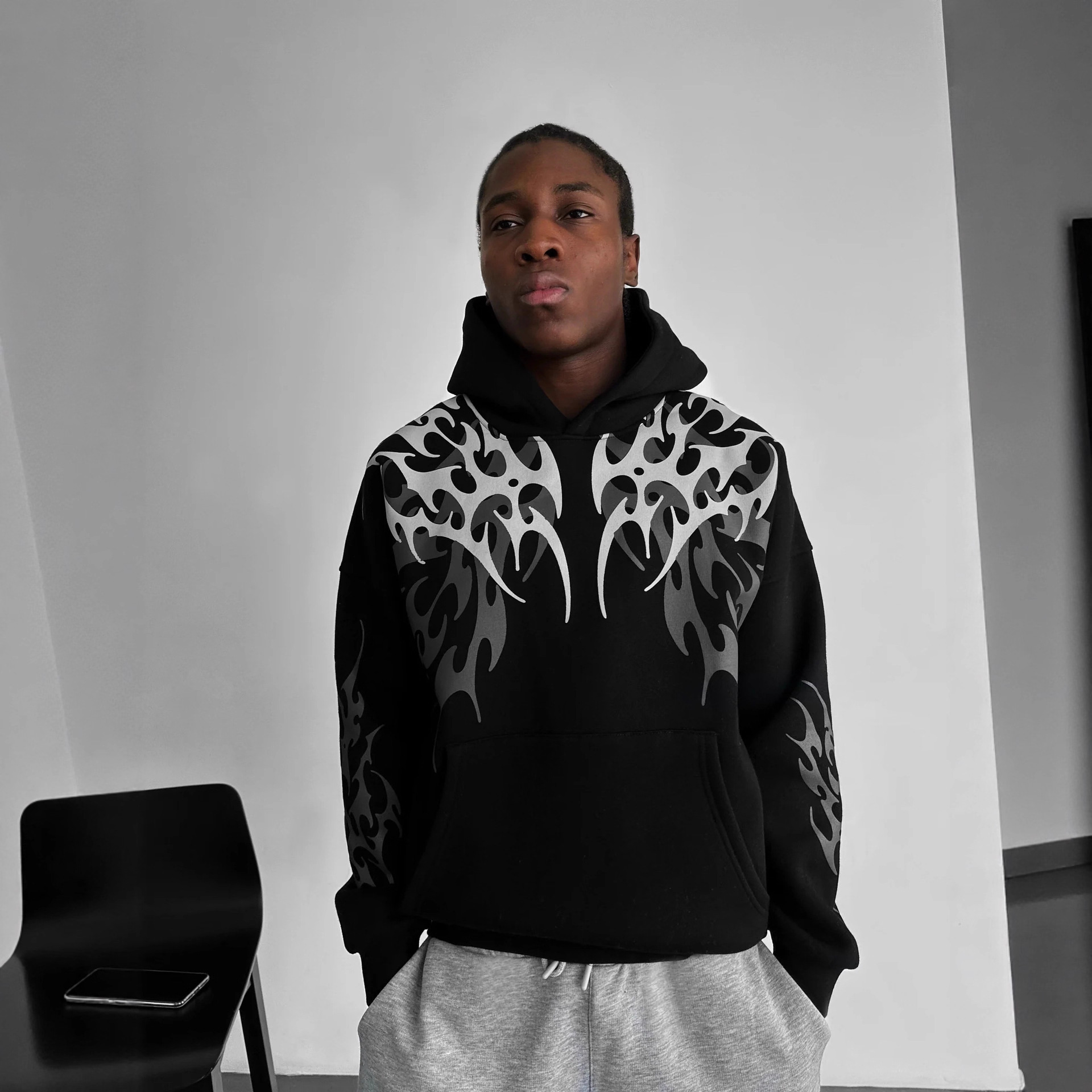 Printed Pullover Unisex Street Hoodie