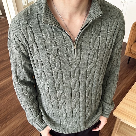 Men's Textured-knit Sweater With A Preppy Old-money Vibe