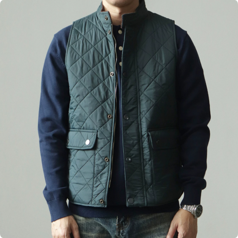 Men's American-style Retro Casual Khaki Solid-color Crew-neck Plaid Work Jacket