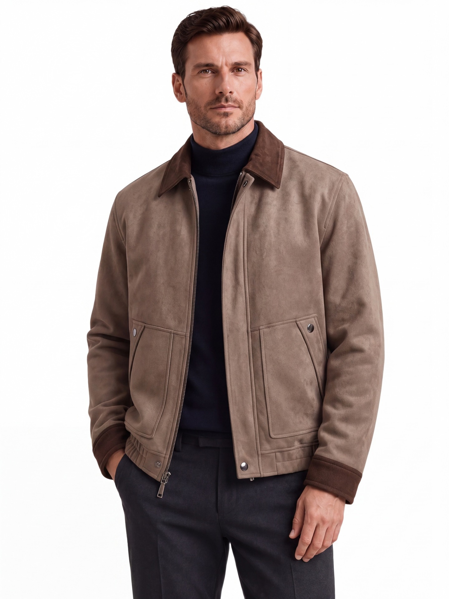 Autumn Winter New Suede Collar Jacket For Men, Business Casual Jacket For Men