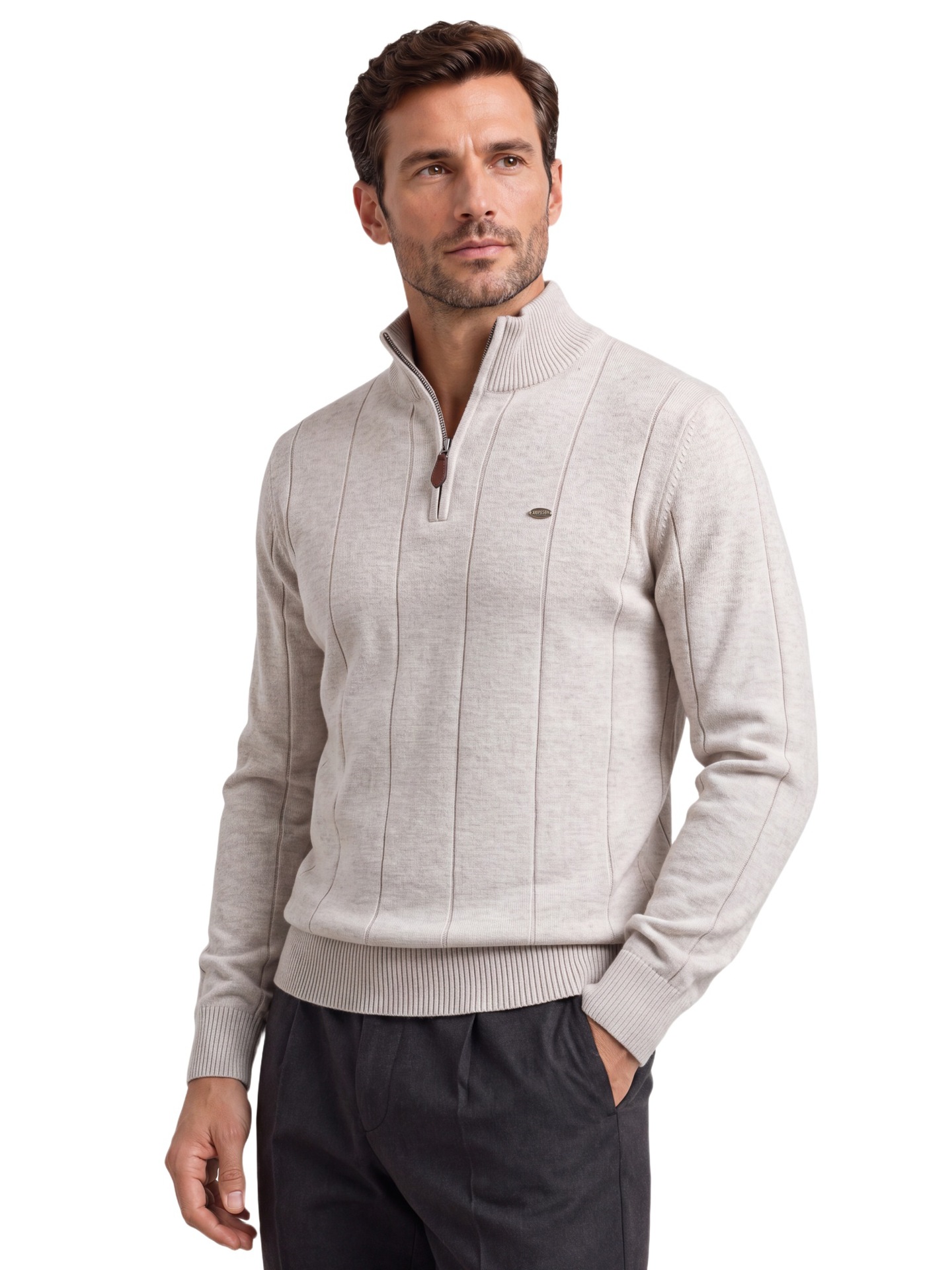 Autumn Winter New European And American Men's Pure Cotton Sweater, Trade Stand-Up Collar…