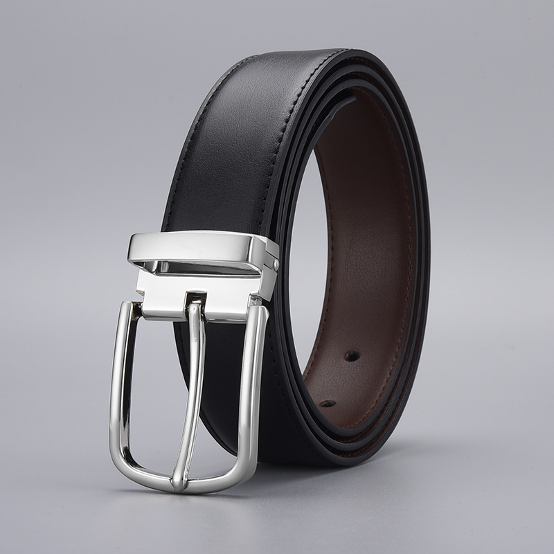 Belt Business Pin Buckle Men's Genuine Leather Belt Men's Belt Clip Two-Layer Cowhide…