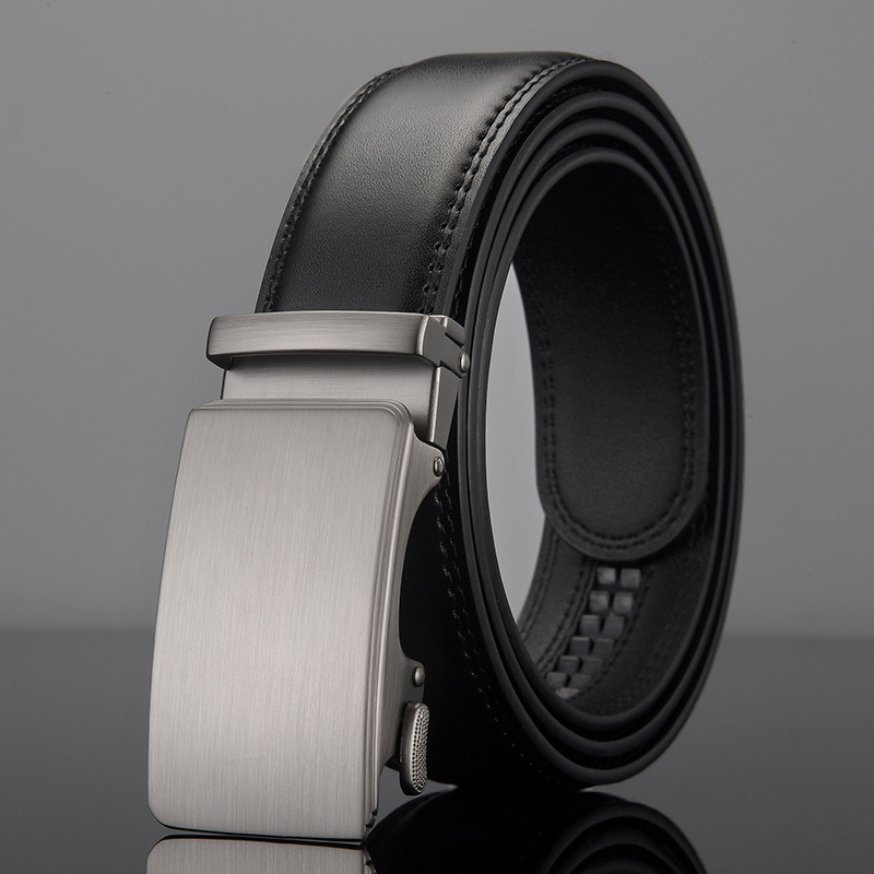 Men's Alloy Automatic Buckle Leather Belt Business Belt Pants Belt