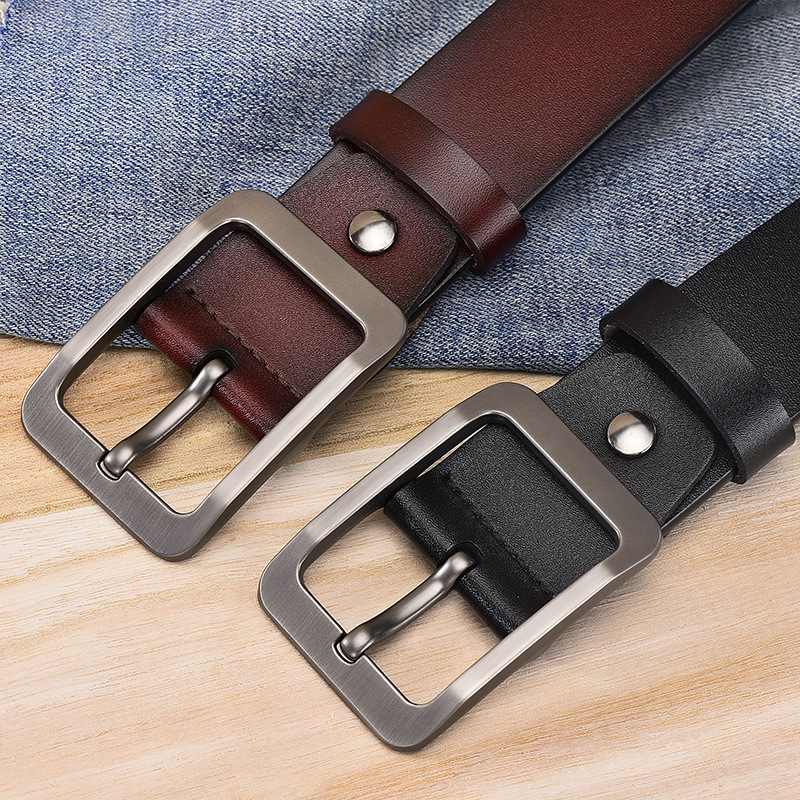 Sales Men's Pin Buckle Belt Casual Versatile Cowhide Men's Belt Genuine Leather Belt…