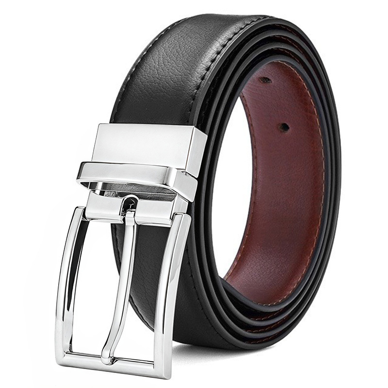 Men's Genuine Leather Belt Rotating Pin Buckle Belt Men's Wide Belt Casual Versatile…