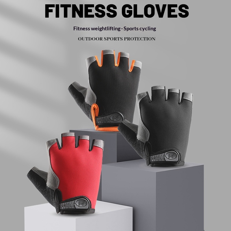 Half Finger Gloves Men's Outdoor Fitness Sports Thin Breathable Non-slip Wear-resistant…