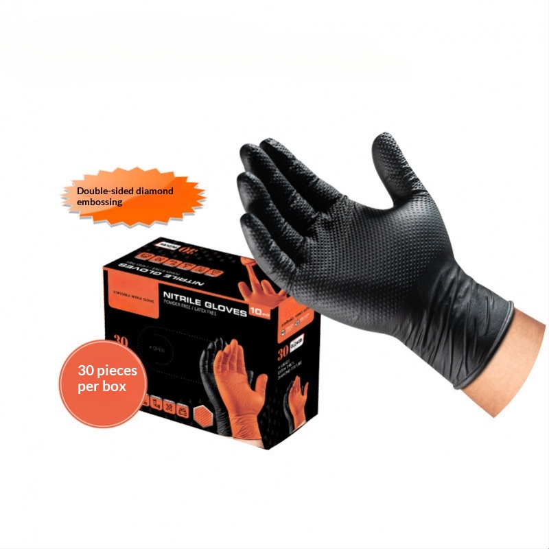 One-time Use Protective Thick Diamond-patterned Anti-abrasion Nitrile Gloves