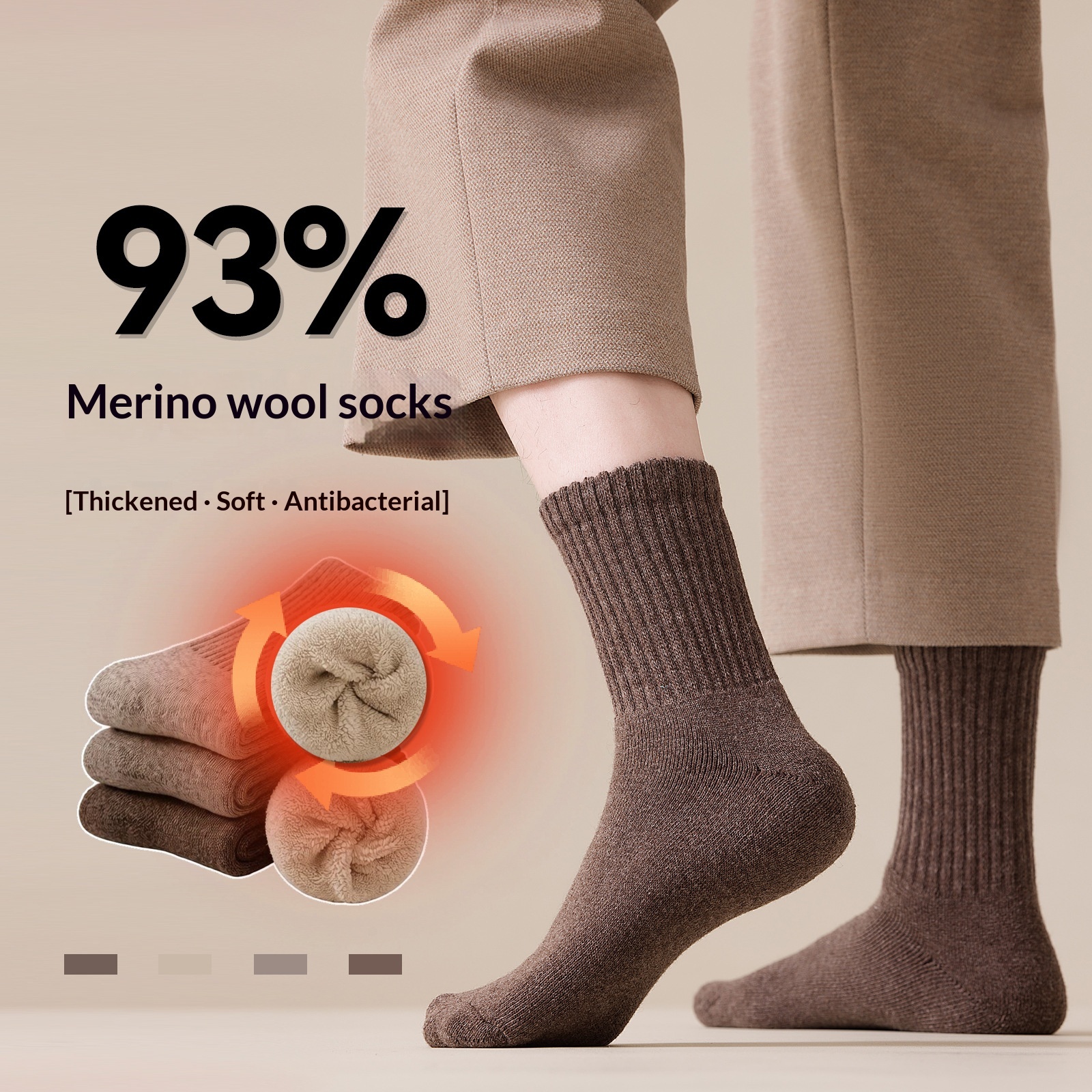 Mens Mid-length Wool Snow Socks