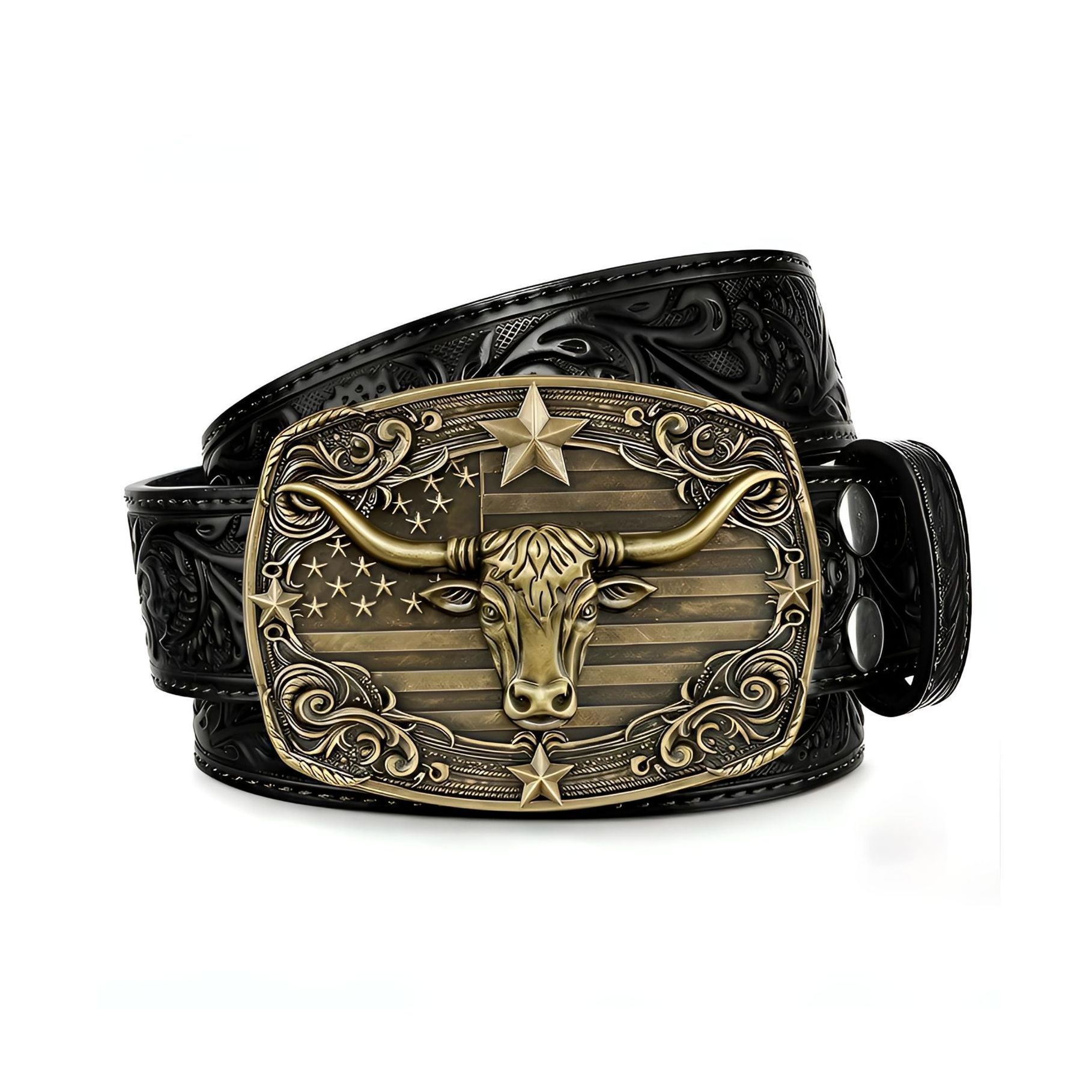 Western Cowboy Belt, Unisex, Versatile For Jeans, Trendy Retro Embossed Design, Direct…