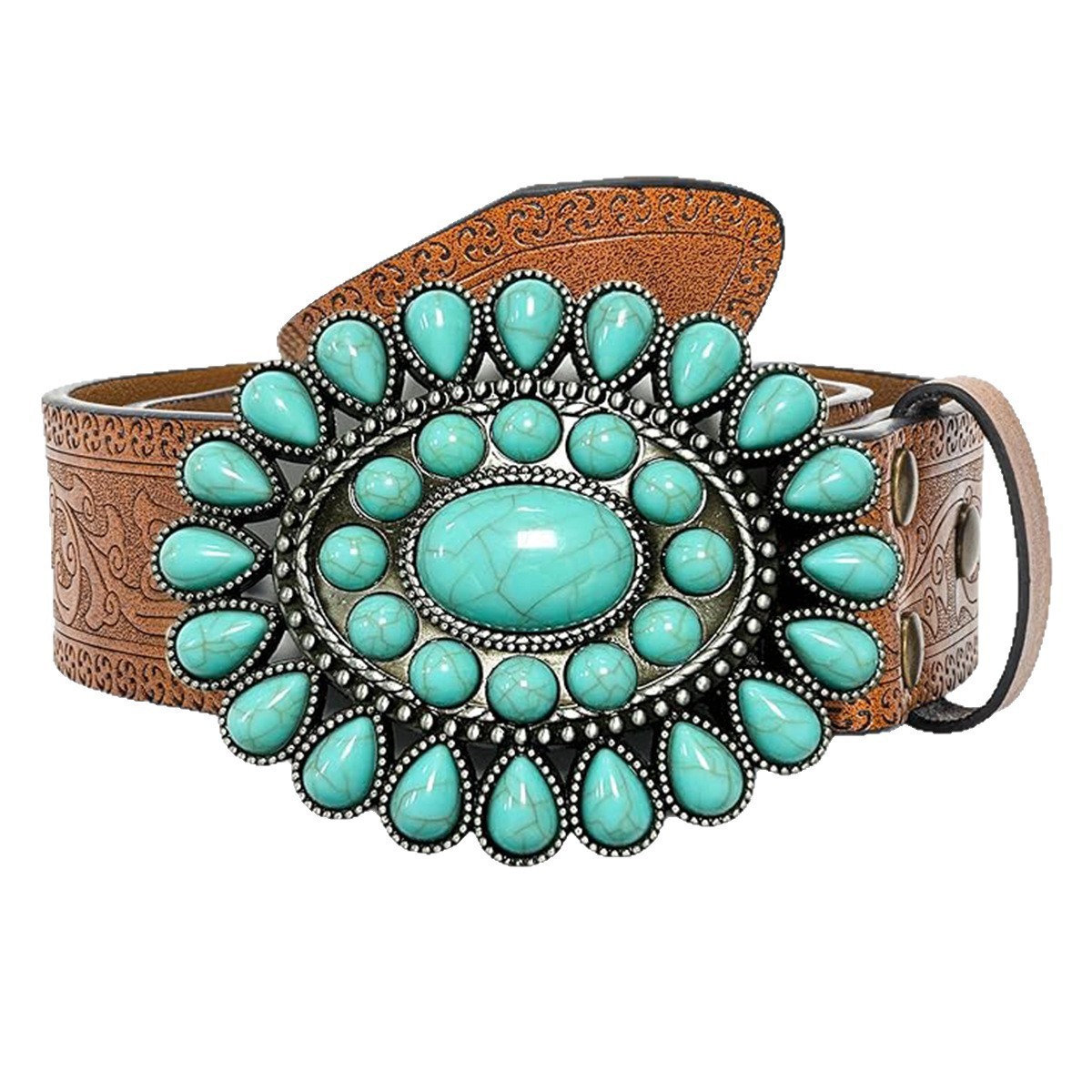 Bohemian Retro Western Cowboy Belt For Women And Men Cowboy Style Carved Belt Factory…