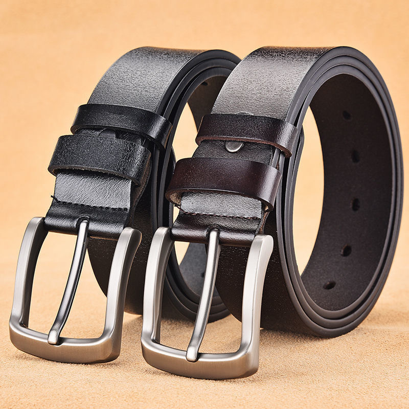 Mens Retro Pin-Clasp Day-Clasp Leather Belt