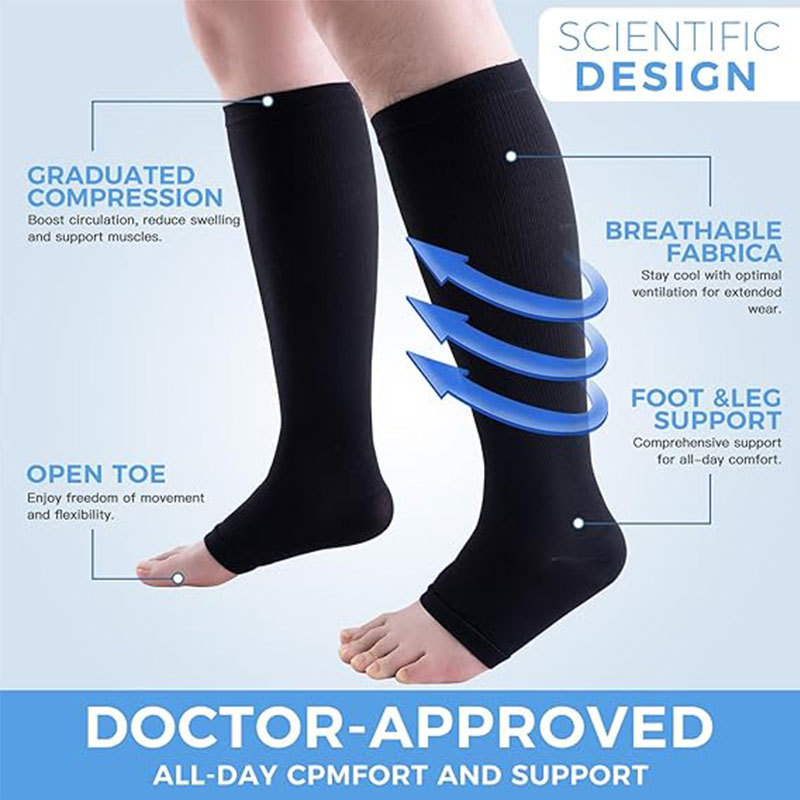 Zippered Compression Socks Open-toe Socks