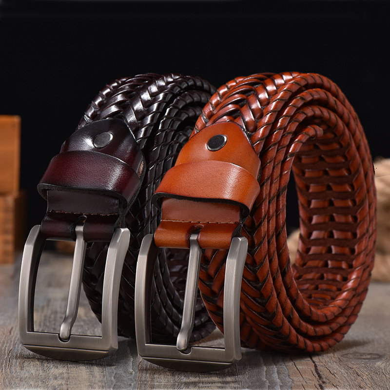 Handwoven Vintage Leather Belt For Men