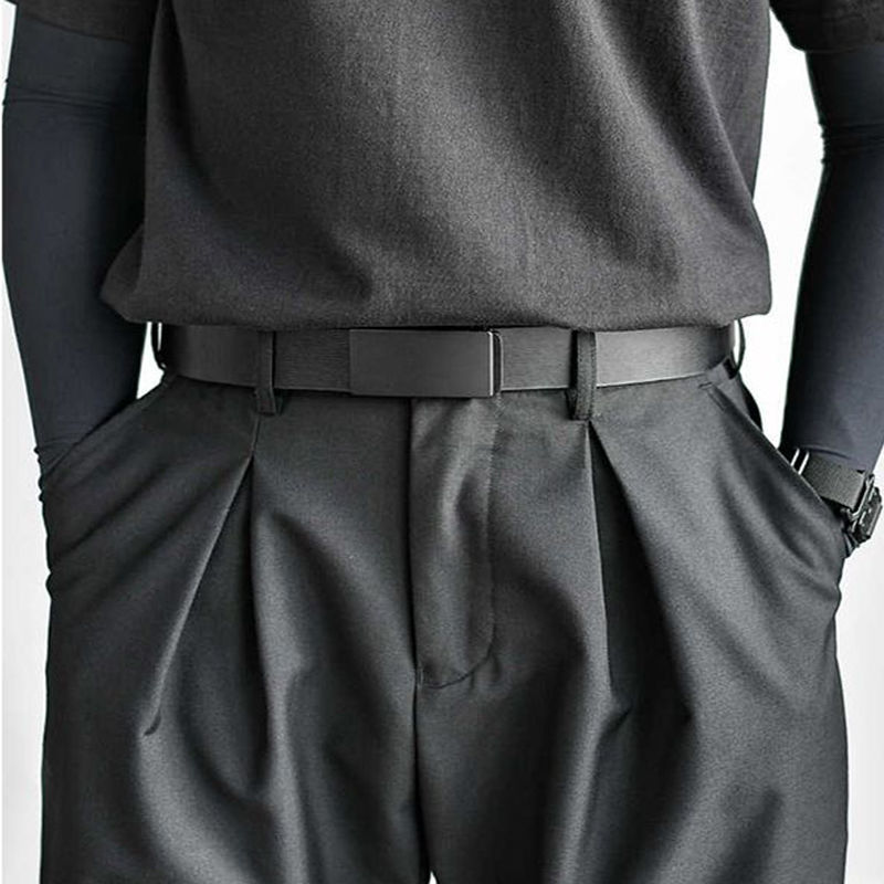 Simple Toothless Smooth-buckle Belt For Mencasual And Versatile