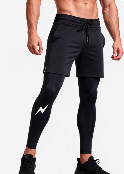 Fake Two-Piece Sports Tights For Men, Autumn Elastic Quick-Dry Fitness Pants, Training…