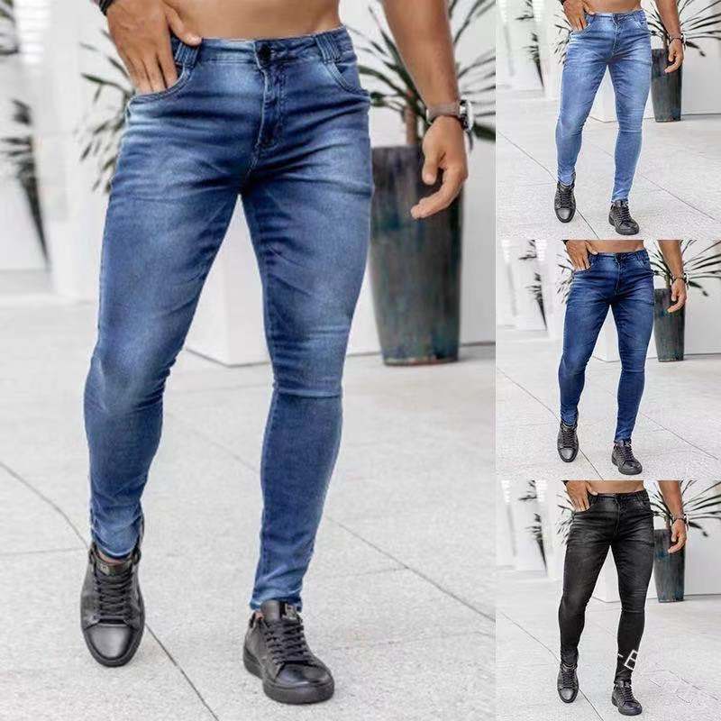 European And American New Denim Men's Pants Ins Trendy Black Slim High Waist Denim Skinny…