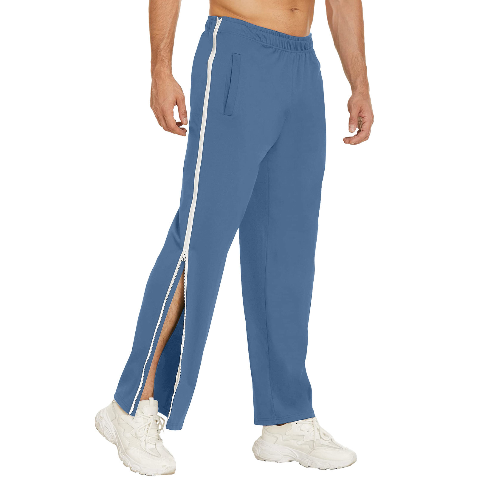 European And American Men's Trendy Sports Zipper Pants, Loose Sweatpants, Training…