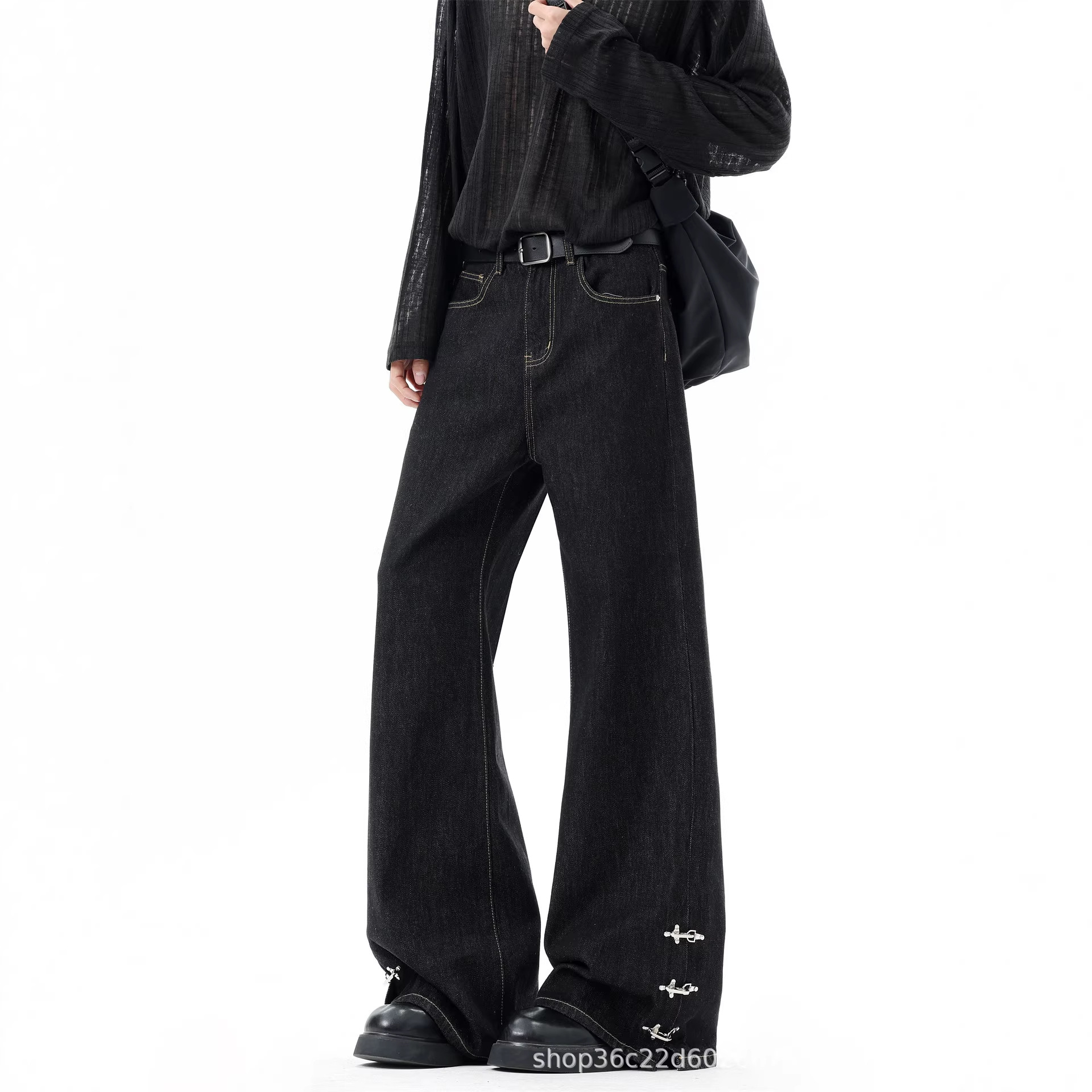 Men's American-style Vintage High-end Raw Denim Flared Pants